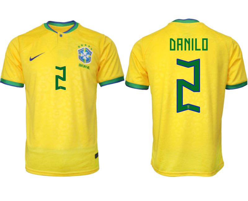 Men 2022 World Cup National Team Brazil home aaa version yellow #2 Soccer Jersey